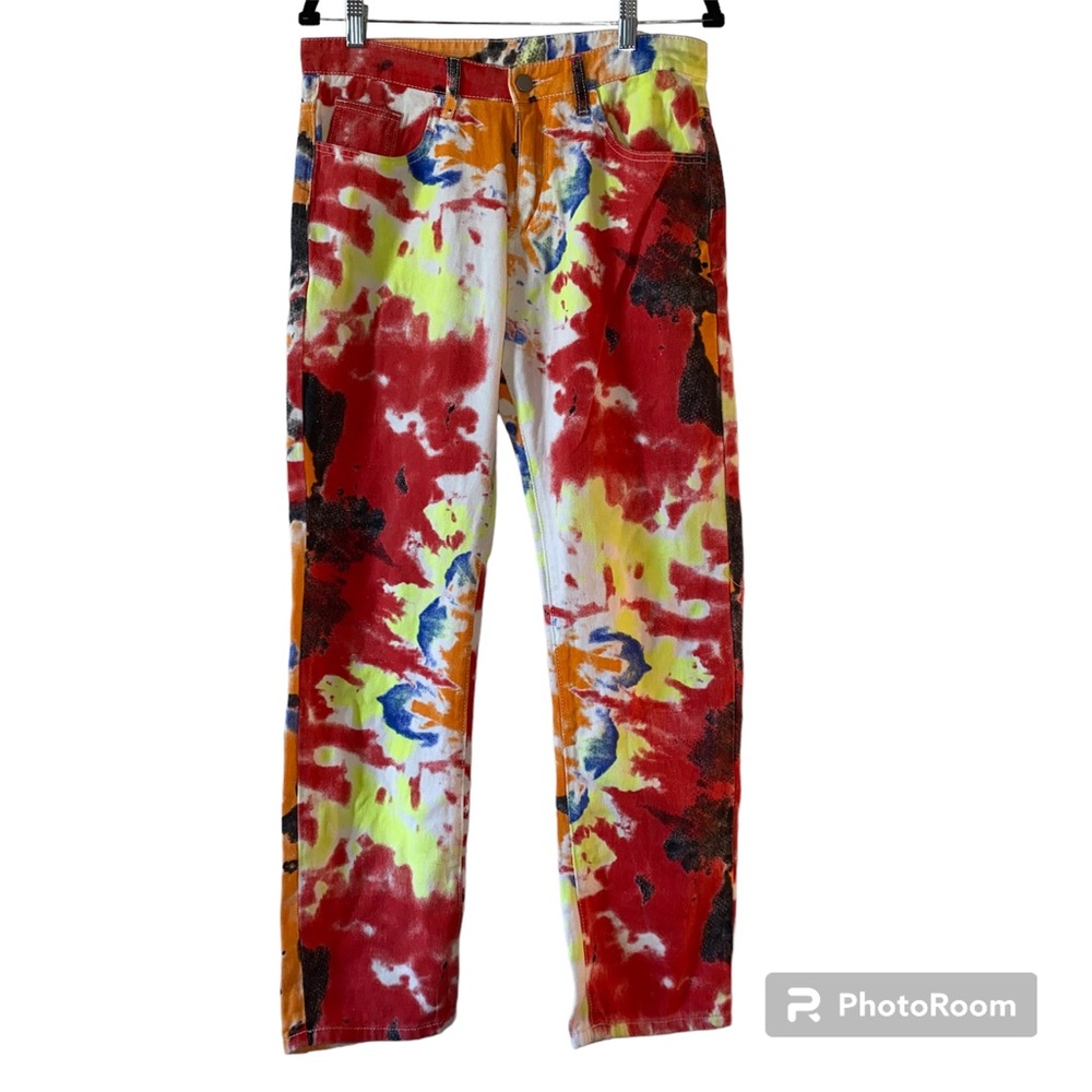 Rainbow Colored Jeans Yellow, White, red, blue, black